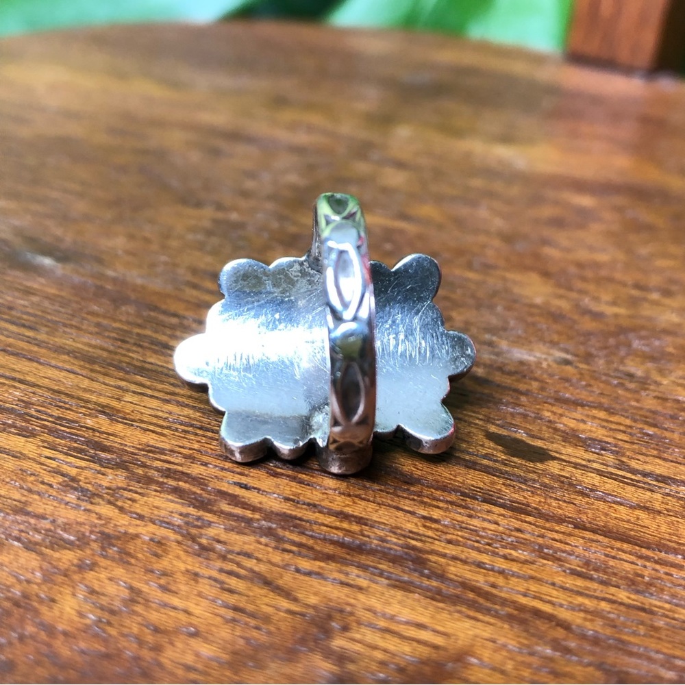 Sterling Silver Oval Cluster Real Turquoise and Amethyst-colored Ring - Picture 3 of 3